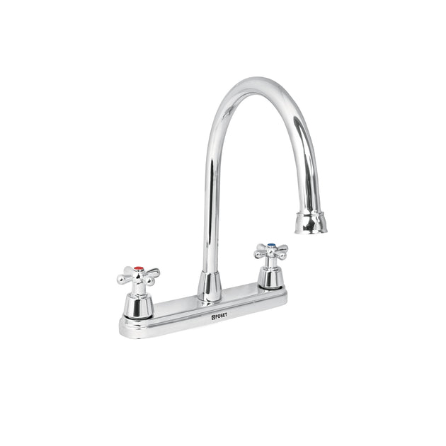 AQF-81 Mezcladora fregadero 8" cromo, cuello largo, cruceta, AQUA