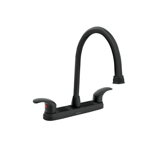 AQF-82M Mezcladora fregadero 8" negro, cuello largo, palanca, AQUA