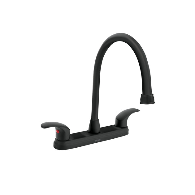 AQF-82M Mezcladora fregadero 8" negro, cuello largo, palanca, AQUA