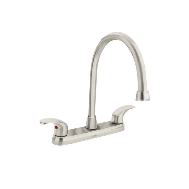 AQF-82N Mezcladora fregadero 8" satín, cuello largo, palanca, AQUA