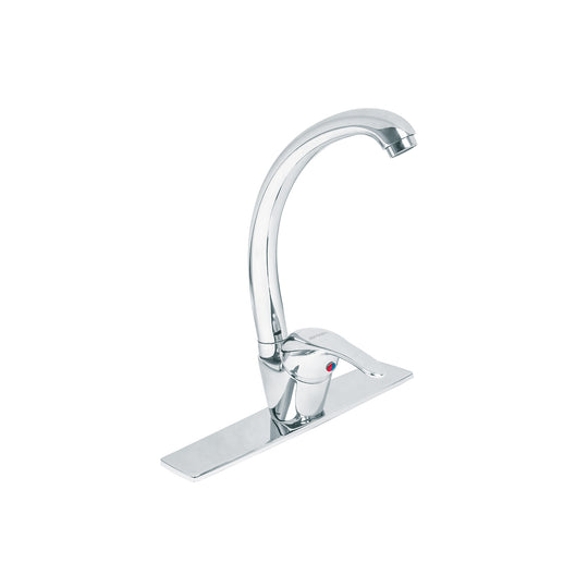 AQF-83 Monomando fregadero cromo, cuello curvo, AQUA