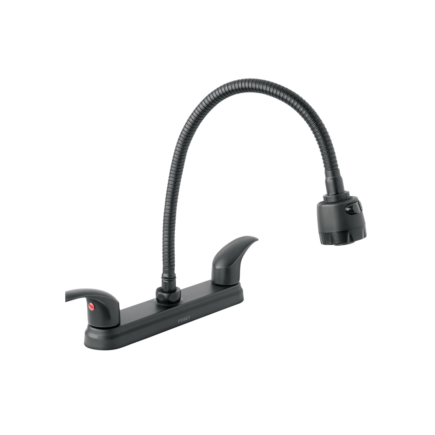 AQF-88M Mezcladora 8" p/fregadero, flexible, palanca, negro, AQUA