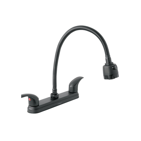 AQF-88M Mezcladora 8" p/fregadero, flexible, palanca, negro, AQUA