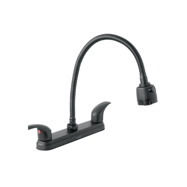 AQF-88M Mezcladora 8" p/fregadero, flexible, palanca, negro, AQUA
