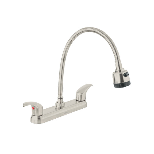 AQF-88N Mezcladora 8" p/fregadero, flexible, palanca, satín, AQUA