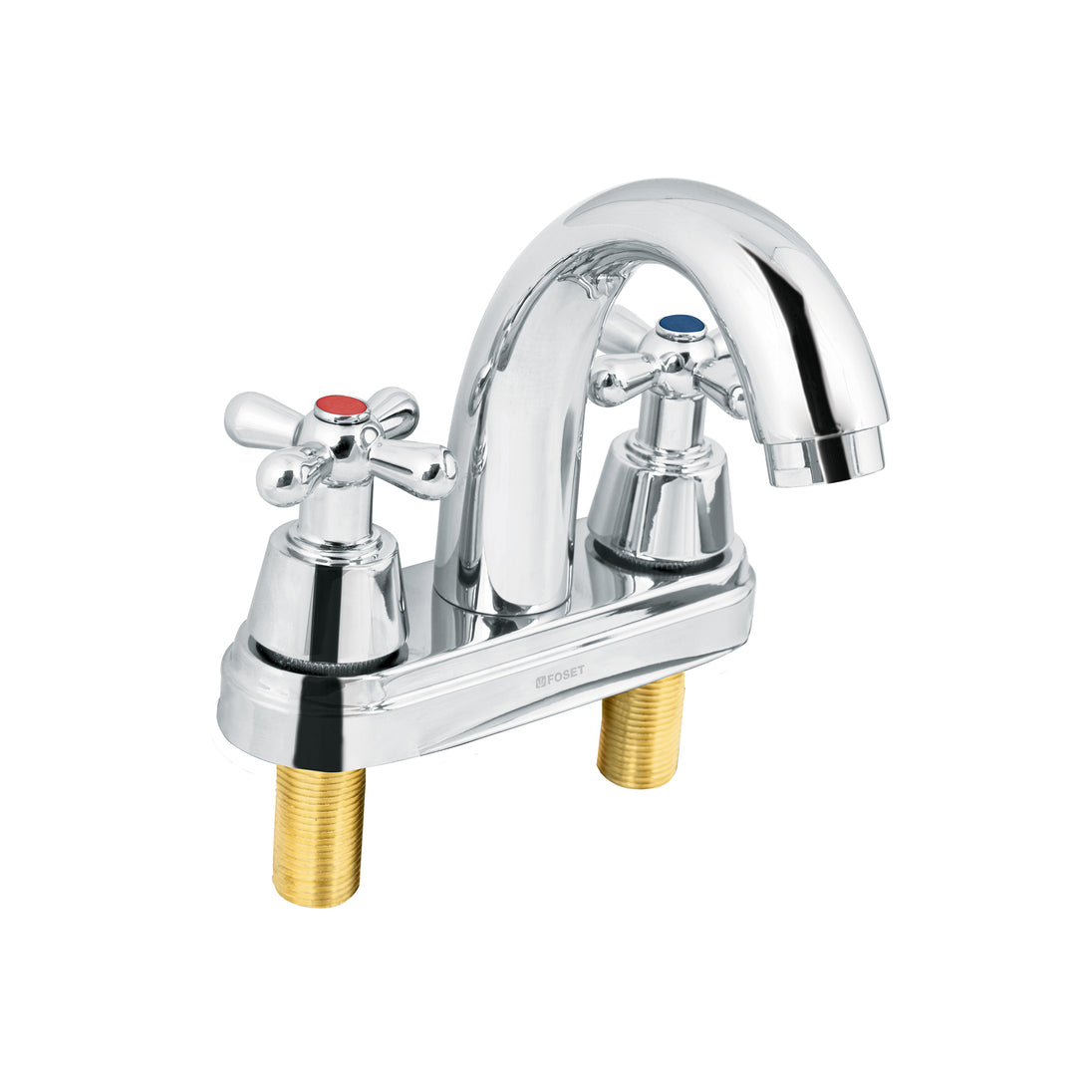 AQM-51 Mezcladora lavabo 4" cromo, nariz curva, cruceta, AQUA