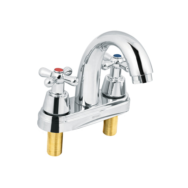 AQM-51 Mezcladora lavabo 4" cromo, nariz curva, cruceta, AQUA