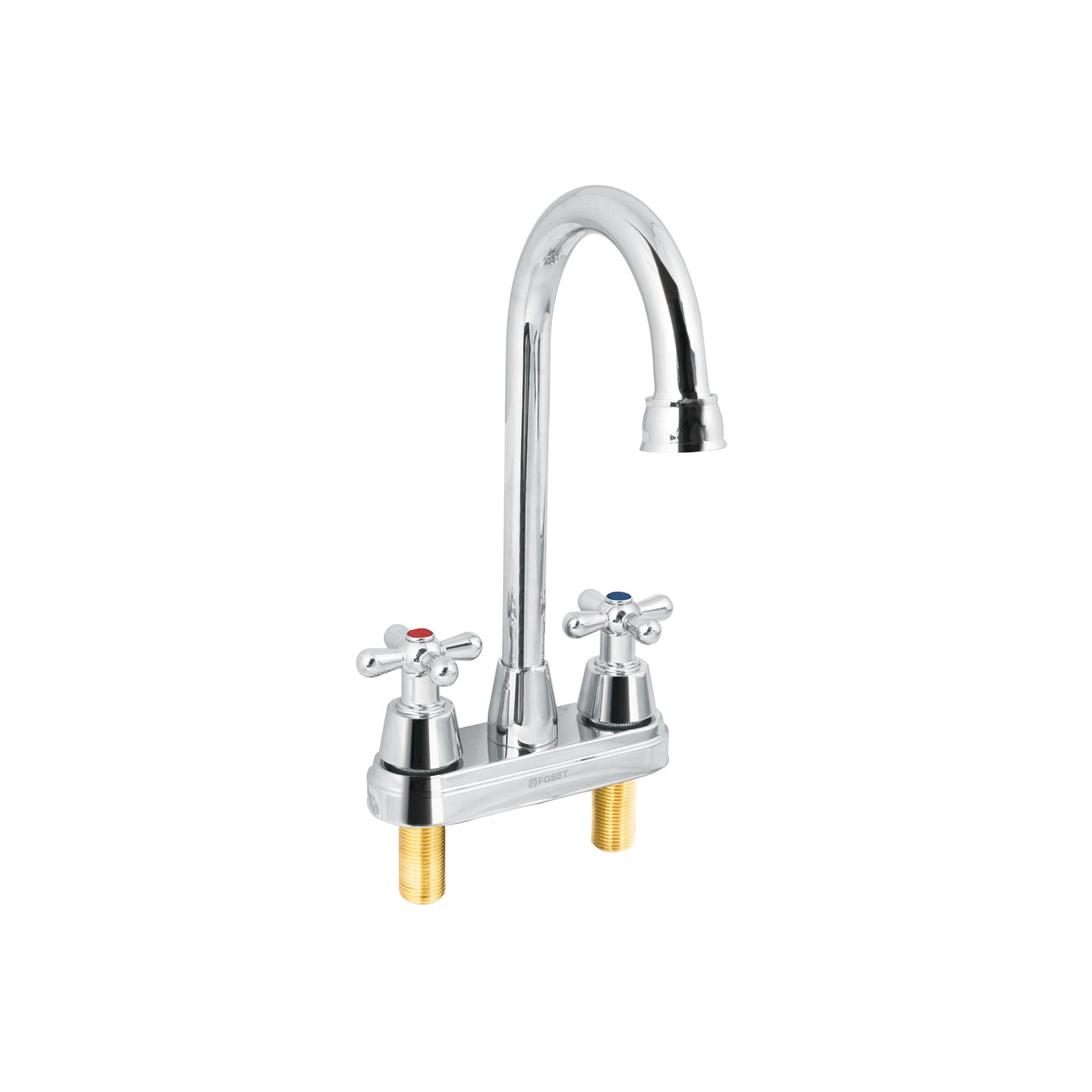 AQM-61 Mezcladora lavabo 4" cromo, tipo bar, cruceta, AQUA