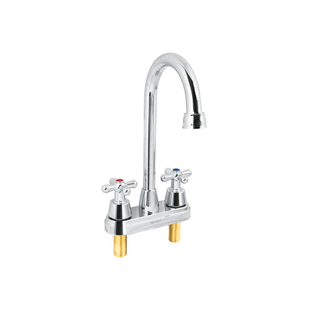 AQM-61 Mezcladora lavabo 4" cromo, tipo bar, cruceta, AQUA