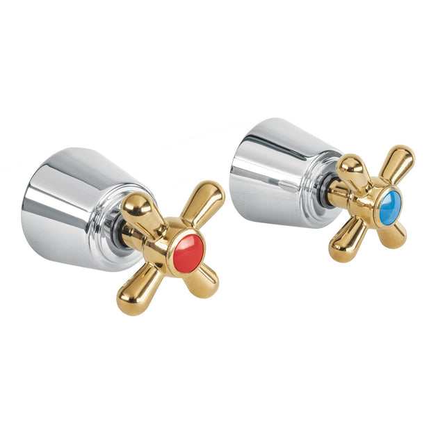 AQMR-61G Juego de manerales de cruceta para regadera, cromo oro AQUA