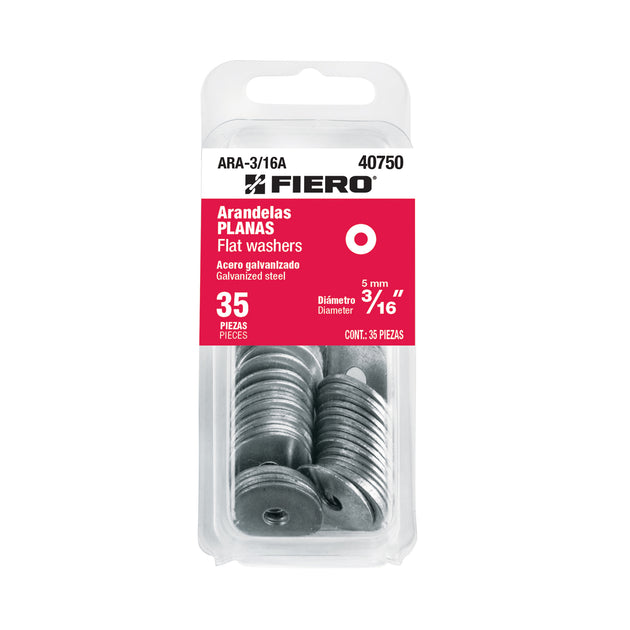 ARA-3/16A Blíster con 35 arandelas planas de 3/16", FIERO