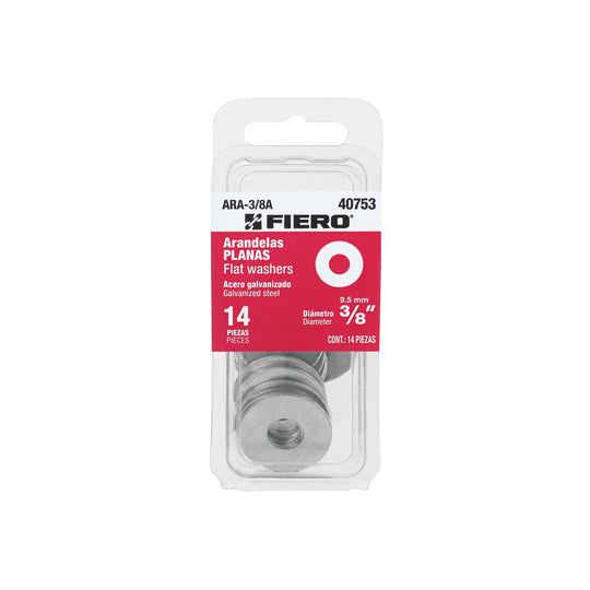 ARA-3/8A Blíster con 14 arandelas planas de 3/8", FIERO