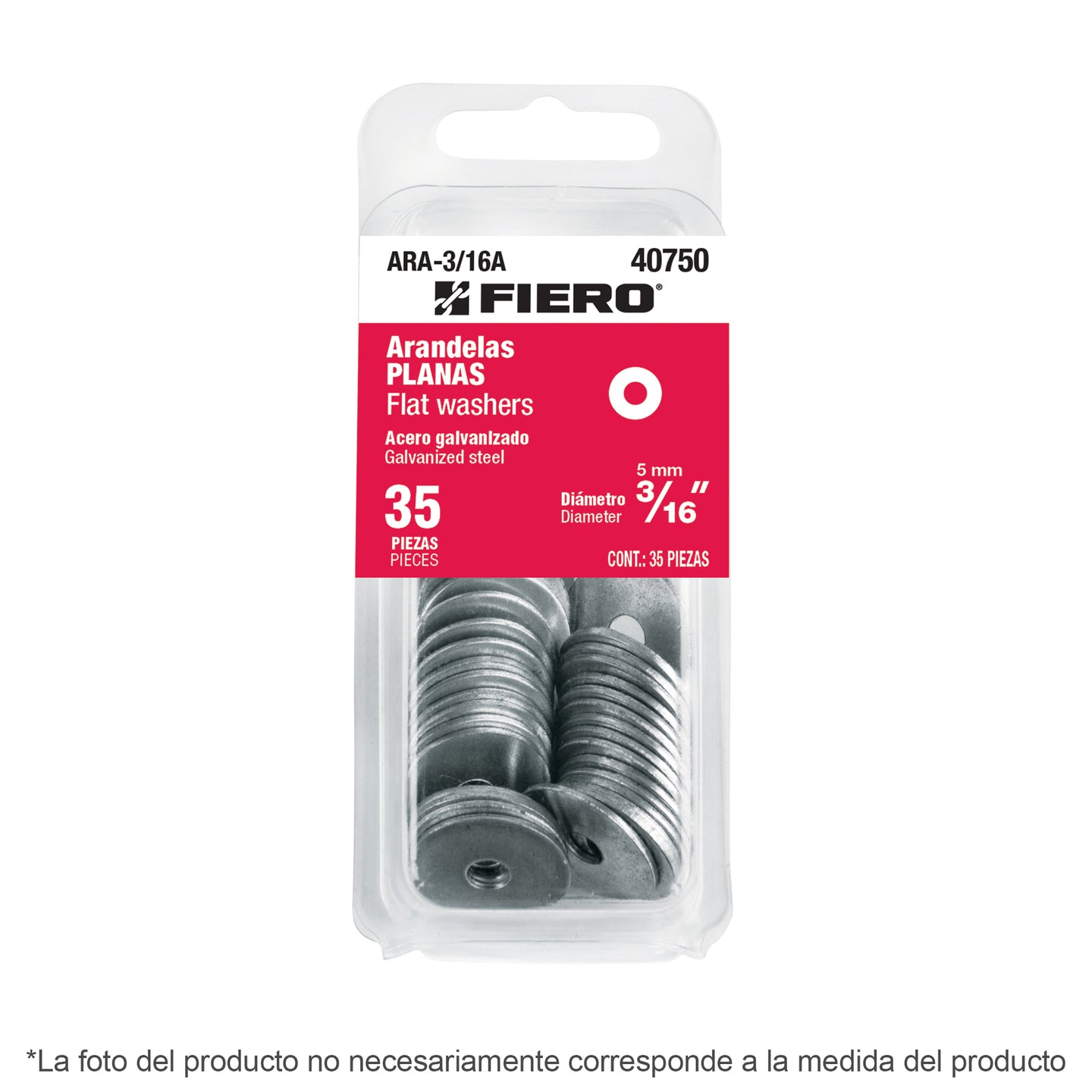 ARA-5/16A Blíster con 25 arandelas planas de 5/16", FIERO