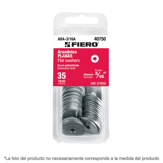 ARA-5/16A Blíster con 25 arandelas planas de 5/16", FIERO