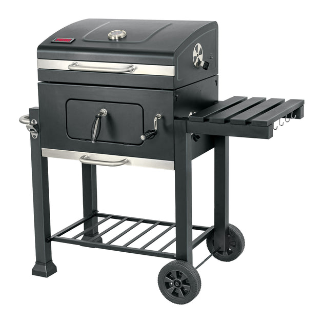 ASCA-24 Asador de carbón de 24" con tapa, negro, FIERO