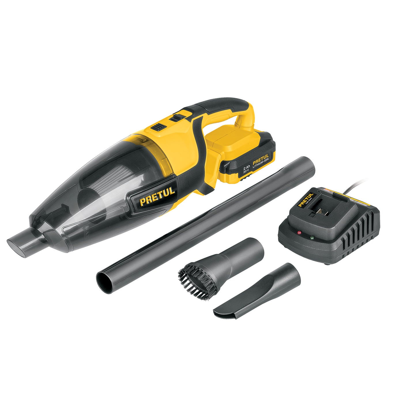 ASI-20P Aspiradora para auto, 20V, 1 batería 2Ah, PRETUL