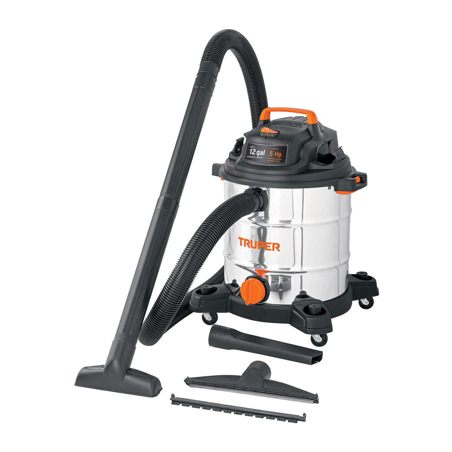 ASP-12X Aspiradora de sólidos y líquidos, 12 gal, acero inox, TRUPER