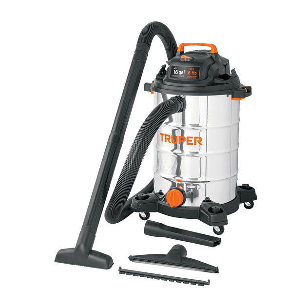 ASP-16X Aspiradora de sólidos y líquidos, 16 gal, acero inox, TRUPER