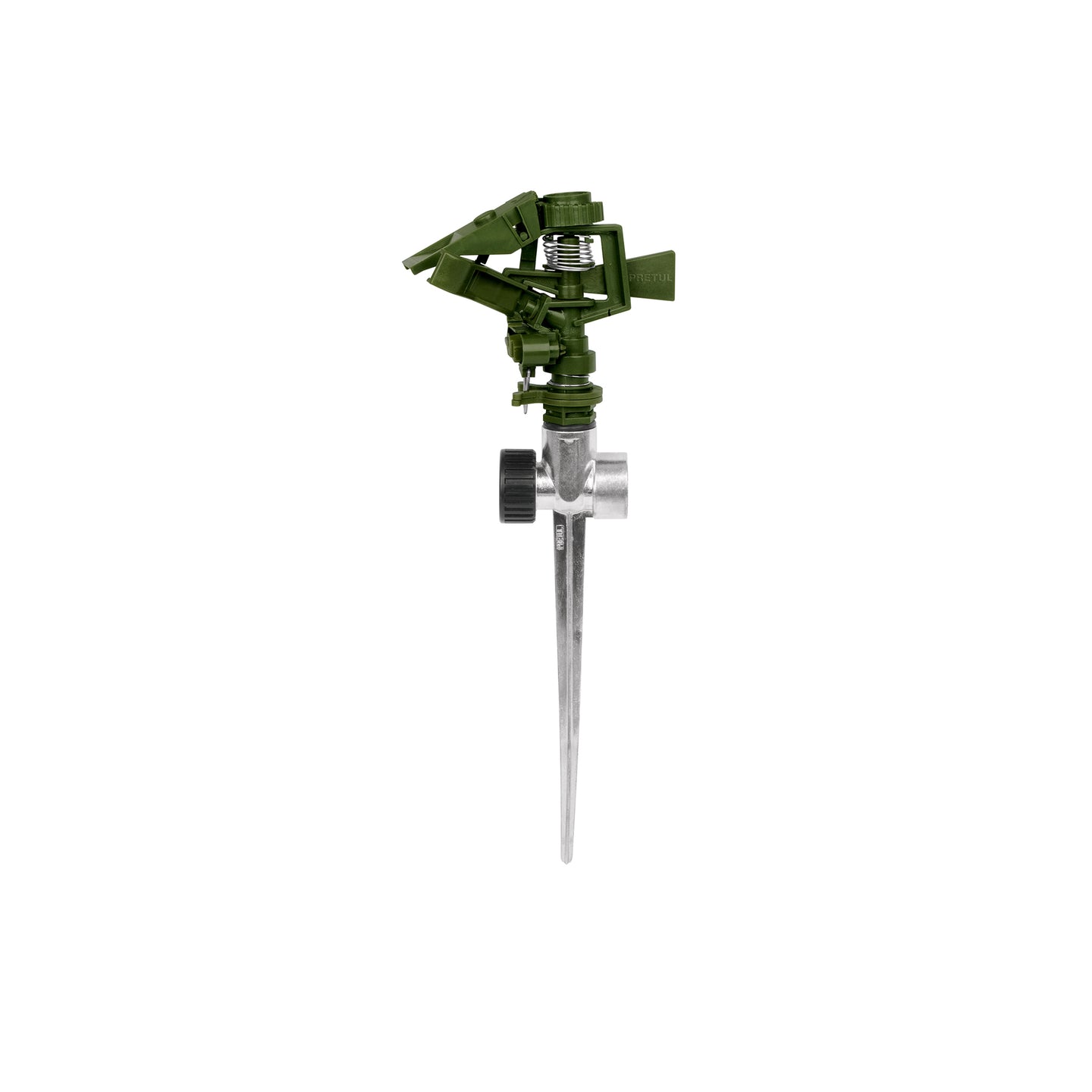 ASVE-11X Aspersor plástico 11" dos vías estaca metálica verde, PRETUL