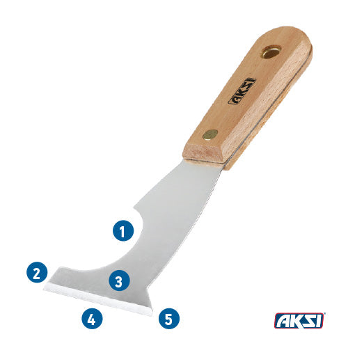 100121 Espatula de 5 funciones, Mango madera