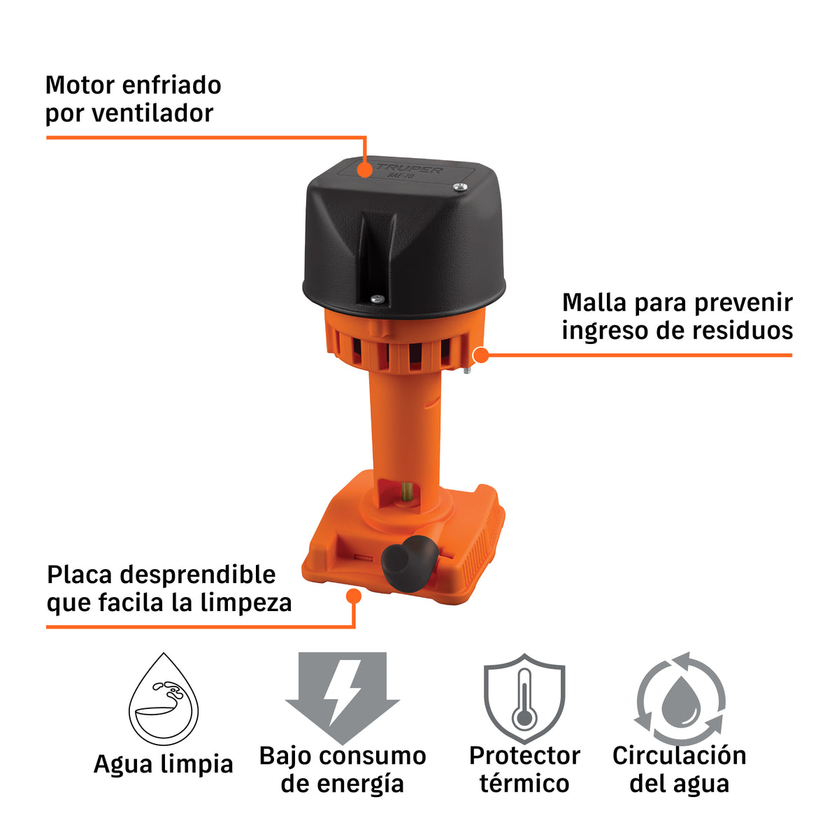 Bomba Sumergible Truper BAE-70 70W para Enfriadores 5000-7500 CFM