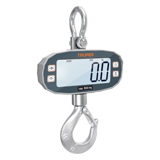 BASE-500C Báscula electrónica colgante, recargable, 500 kg, Truper