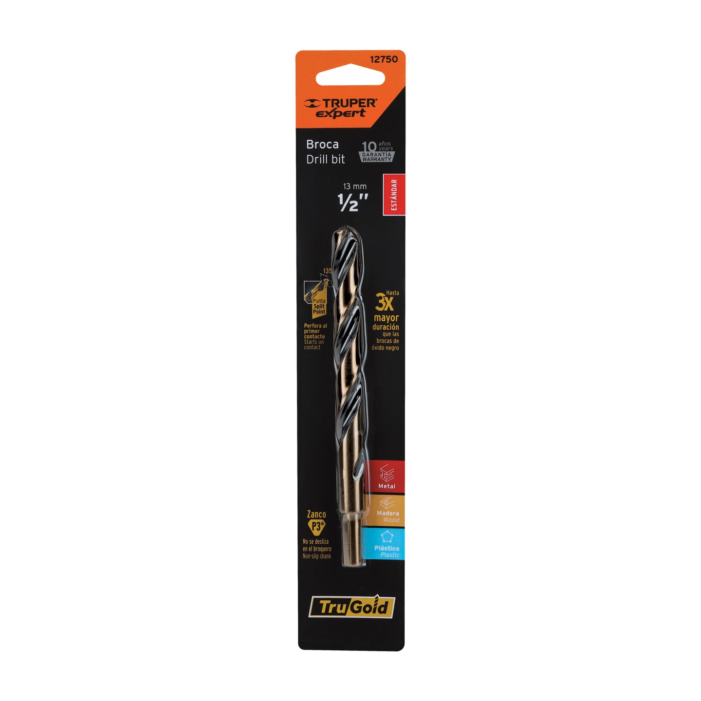 BAV-1/2-B Broca HSS 1/2" Trugold para metal en blíster, EXPERT