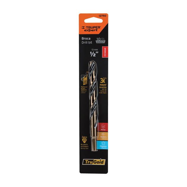 BAV-1/2-B Broca HSS 1/2" Trugold para metal en blíster, EXPERT