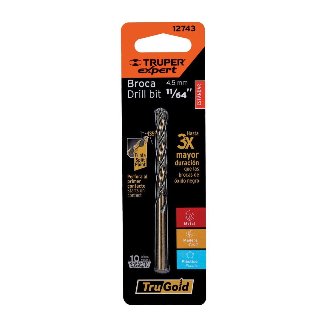 BAV-11/64-B Broca HSS 11/64" Trugold para metal en blíster, EXPERT