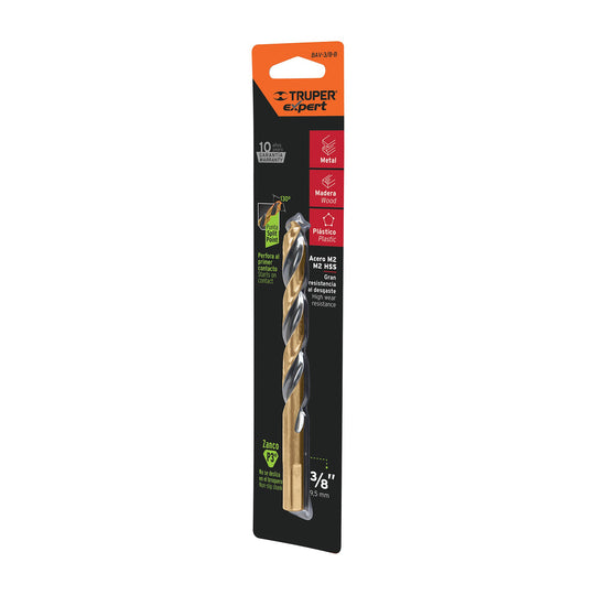 BAV-3/8-B Broca HSS 3/8" Trugold para metal en blíster, EXPERT