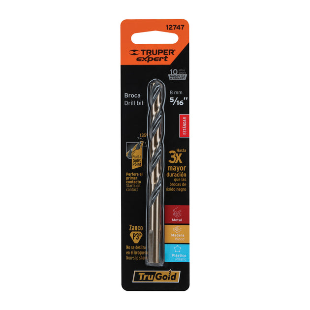 BAV-5/16-B Broca HSS 5/16" Trugold para metal en blíster, EXPERT