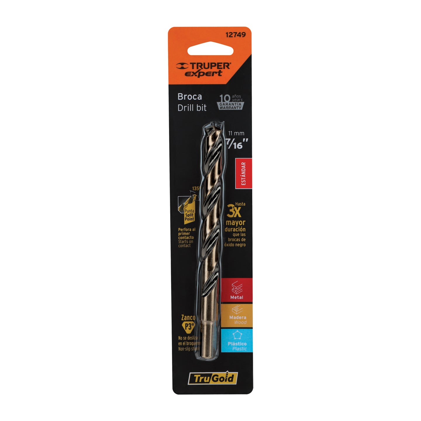 BAV-7/16-B Broca HSS 7/16" Trugold para metal en blíster, EXPERT
