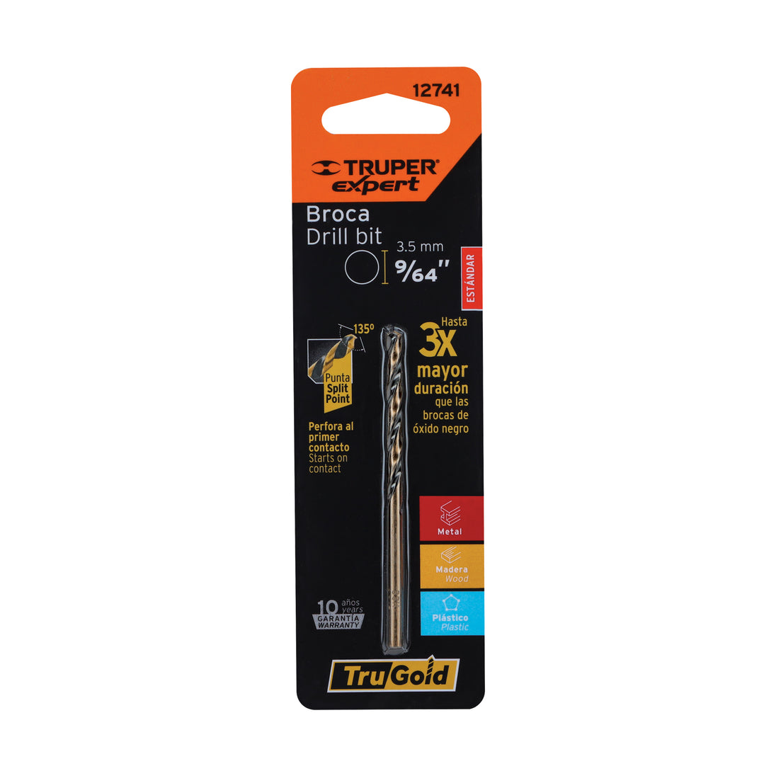 BAV-9/64-B Broca HSS 9/64" Trugold para metal en blíster, EXPERT