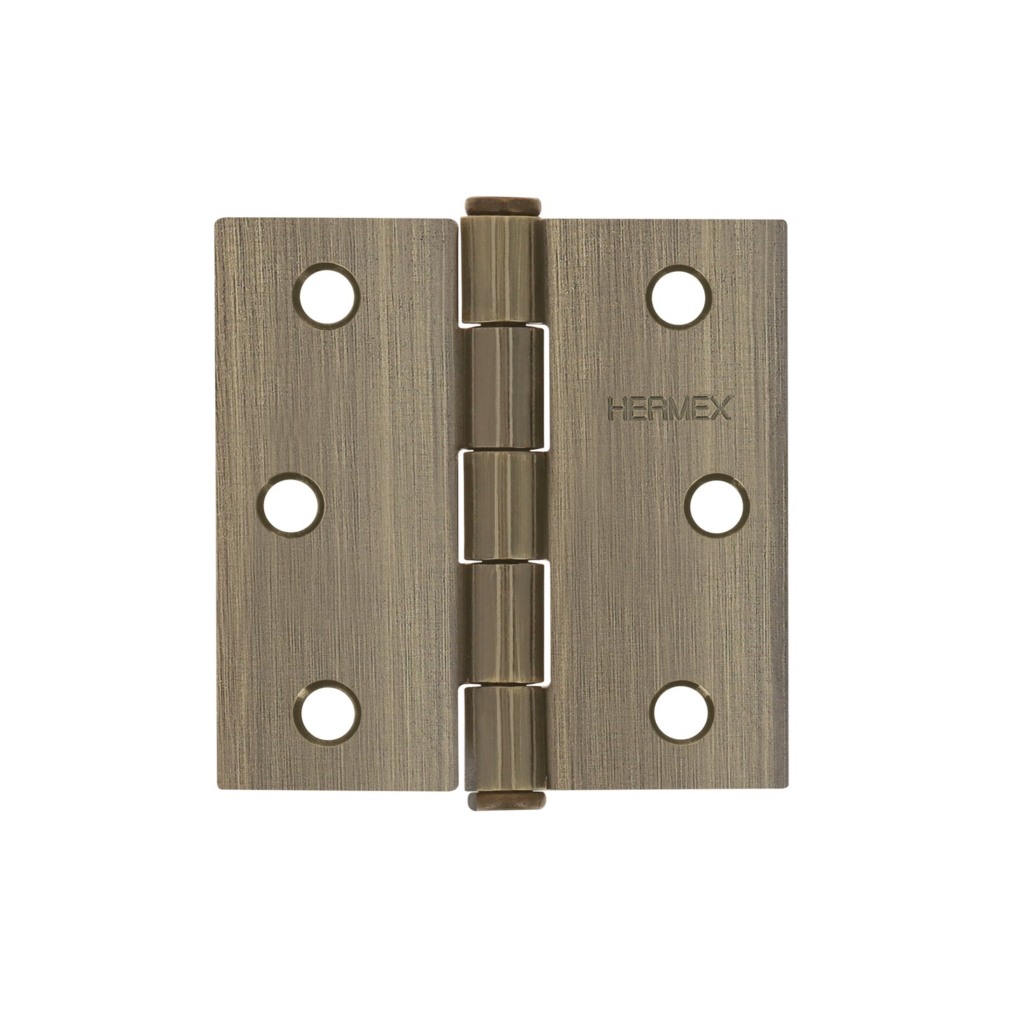 BC-252P Bisagra cuadrada 2-1/2", latón antiguo, cabeza plana, HERMEX