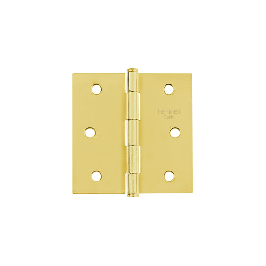 BC-301PP Bisagra cuadrada 3", latonado, cabeza plana, HERMEX BASIC