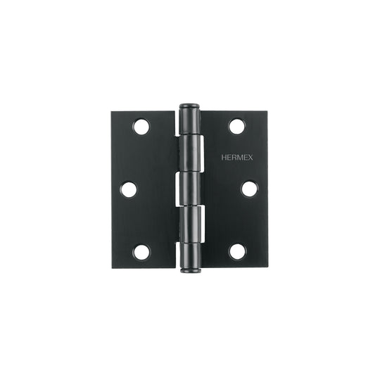 BC-306P Bisagra cuadrada 3", negro mate, cabeza plana, HERMEX
