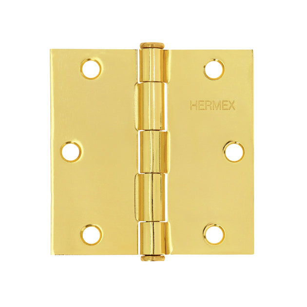 BC-351P Bisagra cuadrada 3-1/2", latonado, cabeza plana, HERMEX