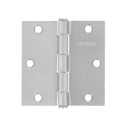 BC-353P Bisagra cuadrada 3-1/2", satinado, cabeza plana, HERMEX