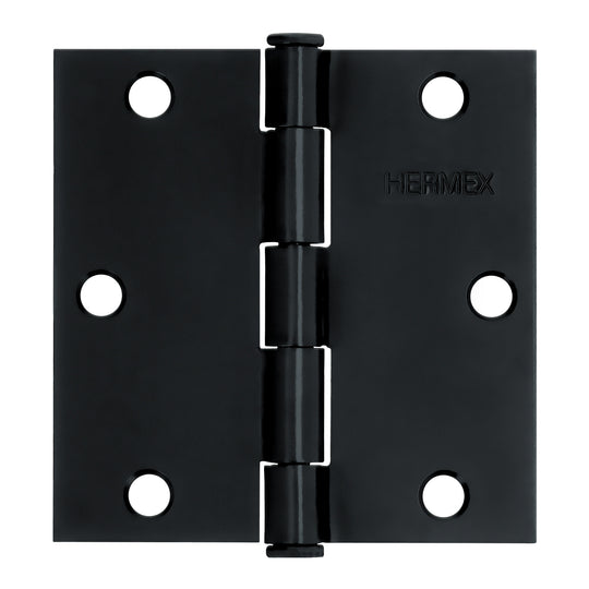 BC-356P Bisagra cuadrada 3 1/2", negro mate, cabeza plana, HERMEX