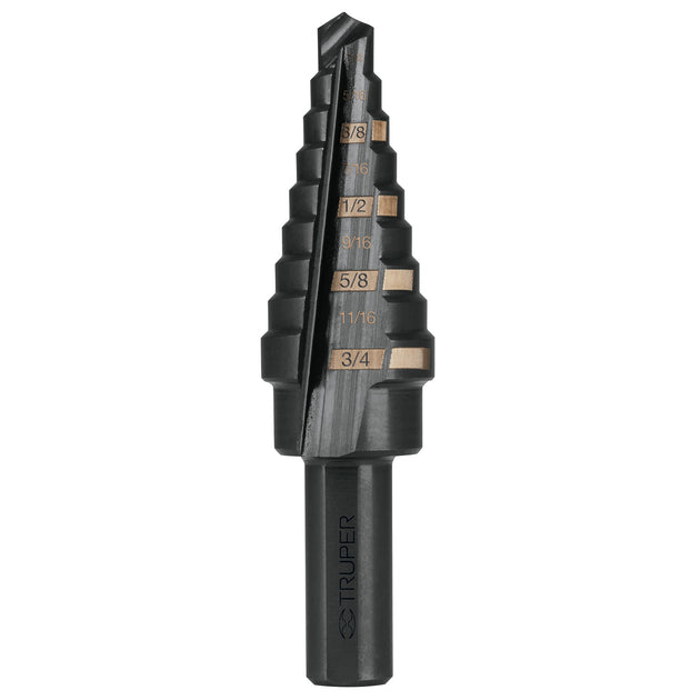 BES-9 Broca escalonada óxido negro 9 escalones 1/4" a 3/4", Truper
