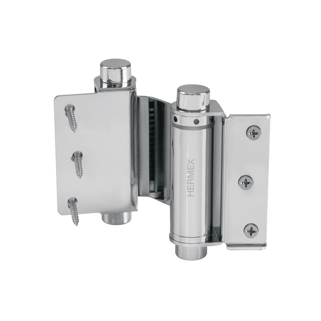 BID-303 Bisagra de doble acción 3" acero cromado, HERMEX