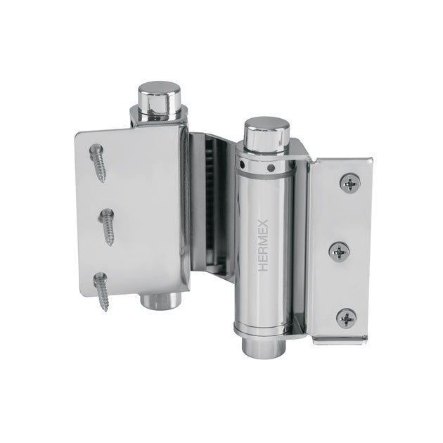 BID-303 Bisagra de doble acción 3" acero cromado, HERMEX