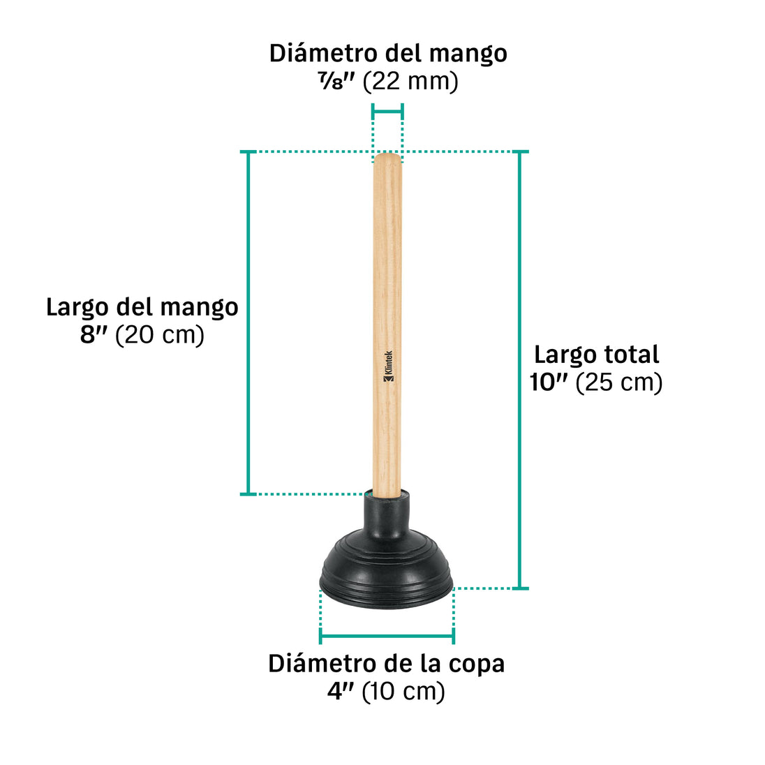 Destapador Klintek BODE-4 20cm Mango Madera | Lavabo y Fregadero