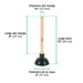 Destapador Klintek BODE-4 20cm Mango Madera | Lavabo y Fregadero