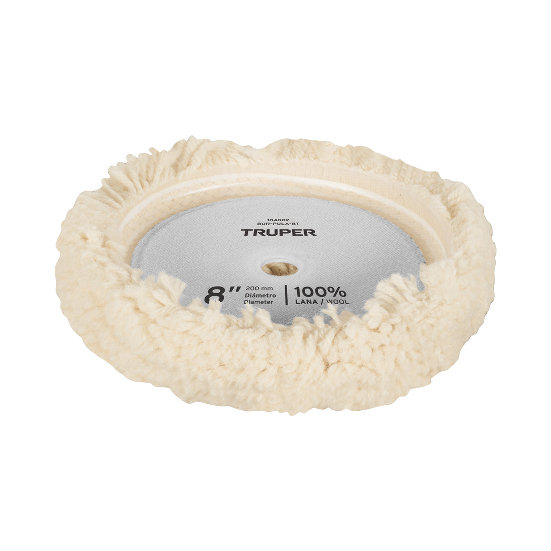 BOR-PULA-8T Borla para pulir lana trenzada de 8" hook and loop, TRUPER