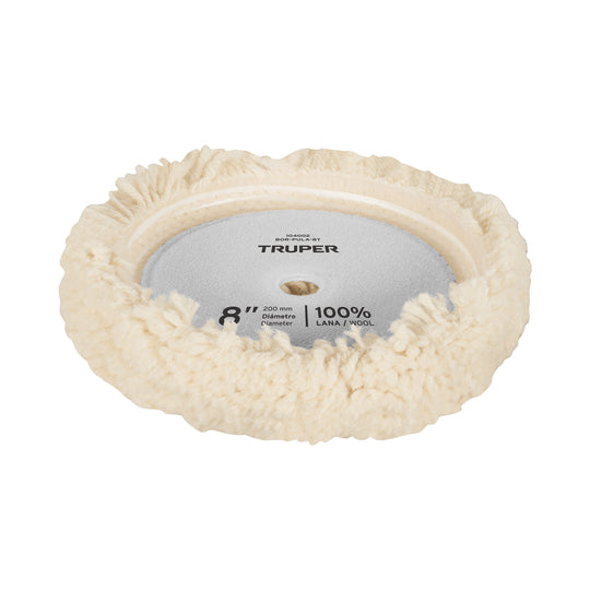 BOR-PULA-8T Borla para pulir lana trenzada de 8" hook and loop, TRUPER