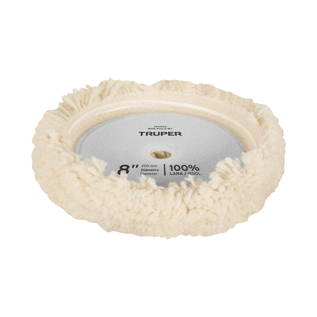 BOR-PULA-8T Borla para pulir lana trenzada de 8" hook and loop, TRUPER