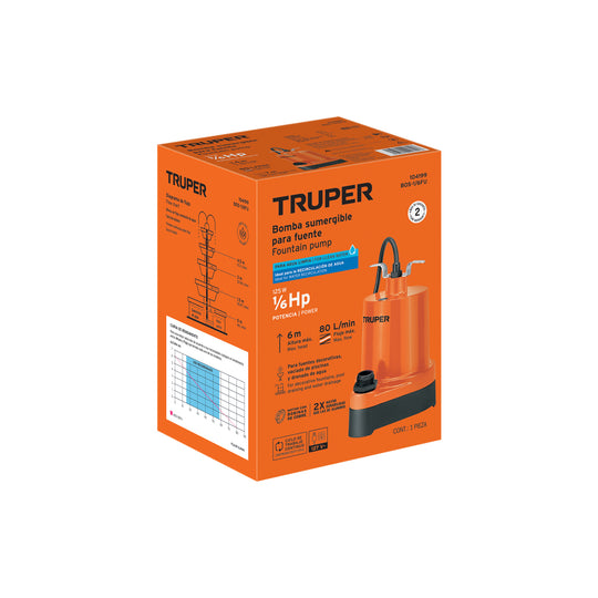 Bomba Sumergible Truper 1/6 HP BOS-1/6FU | Fuentes y Drenaje