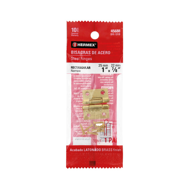 BR-101B Bolsa con 2 bisagras rectangulares 1", acero latonado