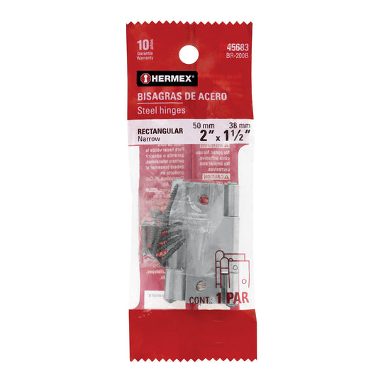 BR-200B Bolsa con 2 bisagras rectangulares 2", acero pulido